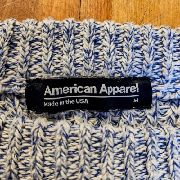 American Apparel Cropped Blue Cotton Knit Sweater - Picture 2 of 6